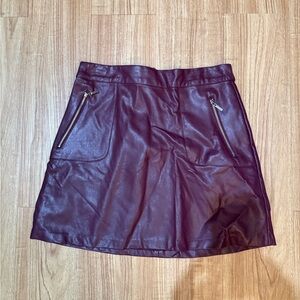 Love By Design Maroon Faux Leather Skirt